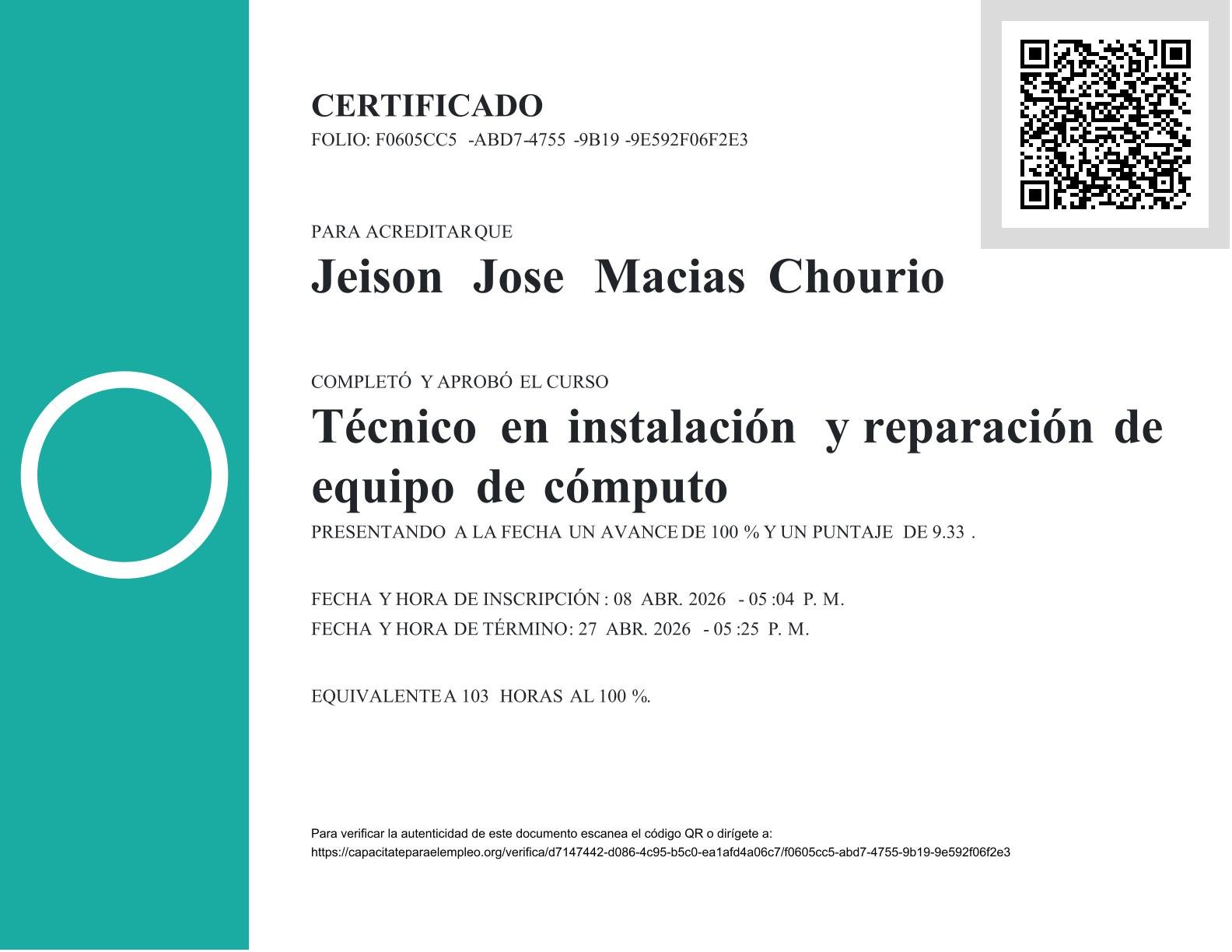 técnico en instalación y reparación de equipo de cómputo 1