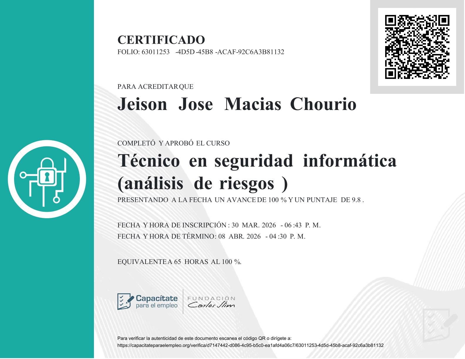 certificado técnico en seguridad informática (análisis de riesgos) 1